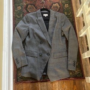 Loft women's double breasted plaid blazer